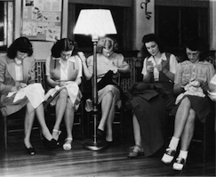 A ladies sewing circle.